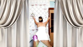 Older housewife Lukerya twerks her curvy figure in white shorts in the kitchen, hawt flirting and teasing movements