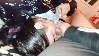 I come home from work and I suck my boyfriend's knob and this chab screws me in my throat and this guy lets u go in my throat and I gulp it all