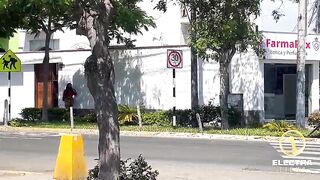 Venezuelan woman with a large booty caught doing suspicious things by a police officer on the streets of Lima
