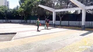 Venezuelan woman with a large booty caught doing suspicious things by a police officer on the streets of Lima