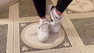 Immodest White Sneaker Worship - Valeria Night (Side View)