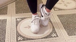 Immodest White Sneaker Worship - Valeria Night (Side View)