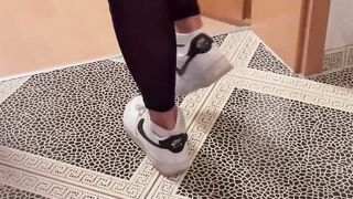 Immodest White Sneaker Worship - Valeria Night (Side View)