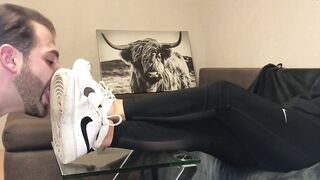 Immodest White Sneaker Worship - Valeria Night (Side View)