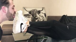 Immodest White Sneaker Worship - Valeria Night (Side View)