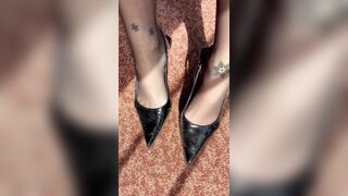 Cute heels in hot nylons