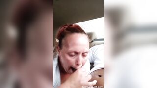 Street hooker fellatio in car. Cum in mounth