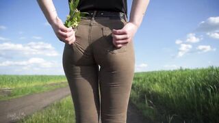 Hot mother I'd like to fuck Walks Outdoors And Teases Cute Panty Lines
