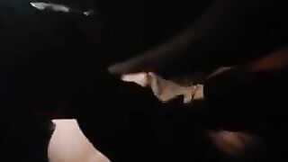 My ally gives me a footjob in the car with her nylon feet