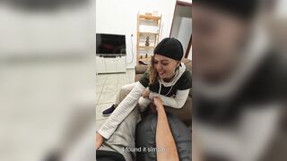 The lesbo neighbour fell face-1st onto the knob.