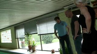 Hawt large breasts blond banged in 3some DP