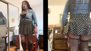 Ebony Sweetheart Danae in a Short Polka Dot Costume Banging Her Sex toy