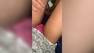 Youthful transgender beauty jerking off her pants until his wang is hard