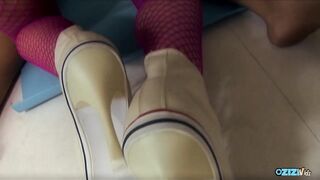 3 hot milfs in arousing nylons banged and facialised by 3 boys during group sex