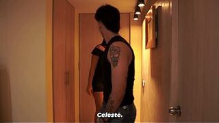 Brunette hair mother I'd like to fuck gives her daughter's boyfriend a warm welcome after seeing his biggest weenie.