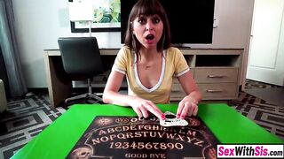 Small teen stepsister pleads stepbro to pound her bushy cunt