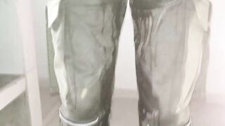 Homemade diaper moist in urine and multiple orgasms