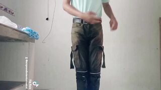 Homemade diaper moist in urine and multiple orgasms