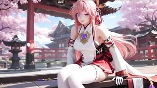 Yae Miko Naked Tease Compilation From Hawt Underclothing to Large Breast Exposure Genshin Impact Anime