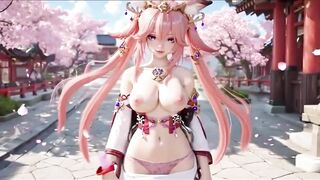 Yae Miko Naked Tease Compilation From Hawt Underclothing to Large Breast Exposure Genshin Impact Anime