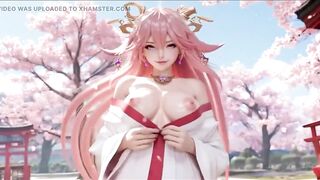 Yae Miko Naked Tease Compilation From Hawt Underclothing to Large Breast Exposure Genshin Impact Anime