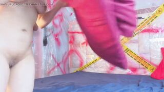 We begin a construction project, and my partner screws my snatch indeed hard and cums all over my face and throat