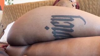 Large Ass Black Widen and Finger Her Dark hole During the time that Listening Music