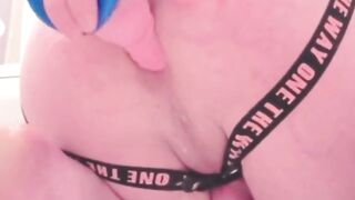 Transgirl pounds her butt with a Knotty toy and take it balls unfathomable!