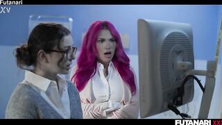 two Cuties 1 Trans - Futanari Lesbo 3some with Leana Lovings Lily Lou & Octavia Red