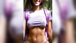 Dora the Explorer, sexy in the forest, lost, alone, tiny boobs.