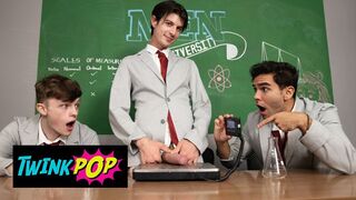 TWINKPOP - College Class Turns Into A Rod-Measuring Contest And Then A Hawt Group Sex