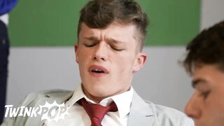 TWINKPOP - College Class Turns Into A Rod-Measuring Contest And Then A Hawt Group Sex
