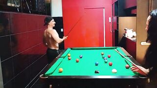 Playing pool in a motel with a sexy shemale from the south.