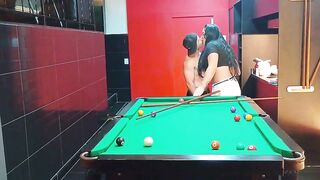 Playing pool in a motel with a sexy shemale from the south.