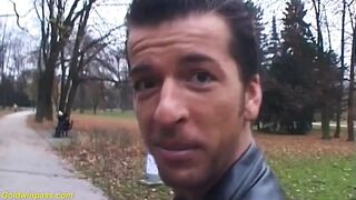 Breasty gal picked up for her 1st double penetration