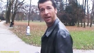 Breasty gal picked up for her 1st double penetration