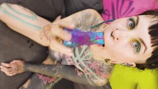 Heavily Inked Model Presses Eager Toys in Holes Z-FILMZ TOYWALL Toy Testing