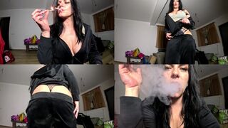 Velvet Tracksuit Tease – Smokin', Large Bazookas & Ebony Belt Flash