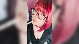 Miss Tina Snua Likes To Dangle Her Cigarette! Smokin' Smoker Glasses