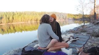 Sex on a reindeer skin next to a forest lake - RosenlundX - 60fps