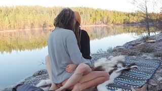 Sex on a reindeer skin next to a forest lake - RosenlundX - 60fps