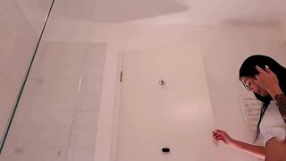 The short petticoat is cut to flash her booty and what is below for the hottest brunette hair glamorous college whore
