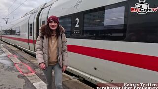 German Squirt Queen picked up at the teach station by the user and banged out of a cock rubber