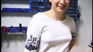 Amateur brunette hair doxy fucked in pov action