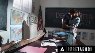 PURE TABOO Pervert Teacher Elizabeth Skylar Catches Detention Student Natalie Brooks Sharing Secrets