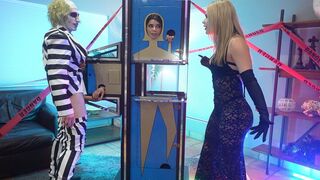 Cosplay Trio - Bettlejuice, Wednesday Addams and Her Large Breasts Stepmom