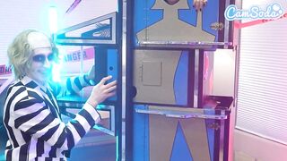 Cosplay Trio - Bettlejuice, Wednesday Addams and Her Large Breasts Stepmom