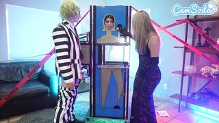 Cosplay Trio - Bettlejuice, Wednesday Addams and Her Large Breasts Stepmom