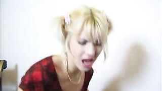 Hawt teen golden-haired takes it anally