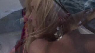 Golden-haired teen sucks avidly a hard jock